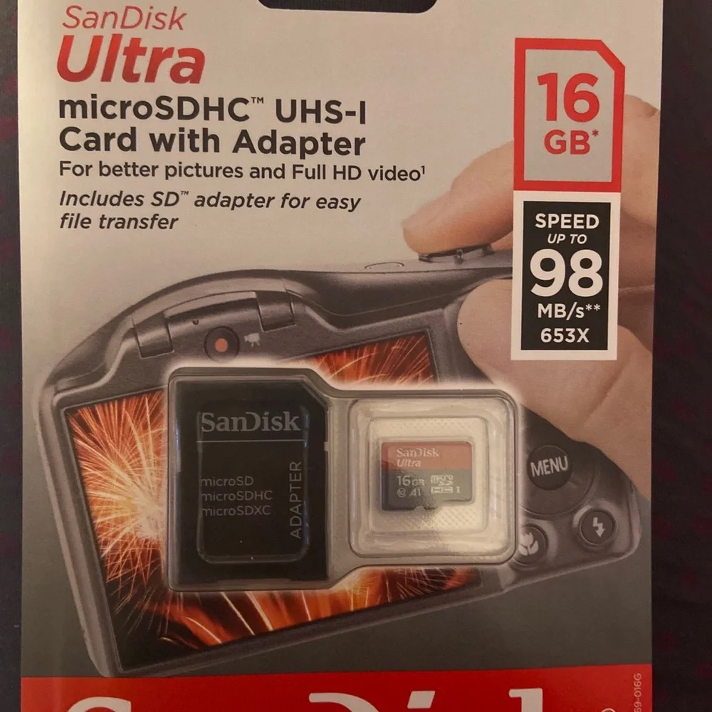 SanDisk Ultra Plus 16GB MicroSDHC UHS-I Memory Card with Adapter